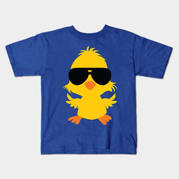 Cute chicken with sunglasses - Funny yellow chicks Kids T-Shirt by twotwentyfives
